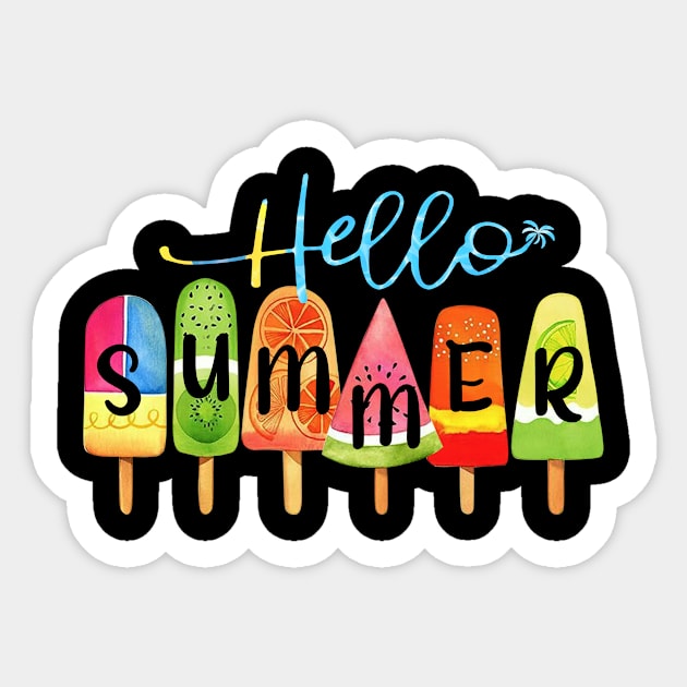 Hello Summer Vacation Ice Cream Popsicle Ice Girt For Men Women Sticker by Los San Der